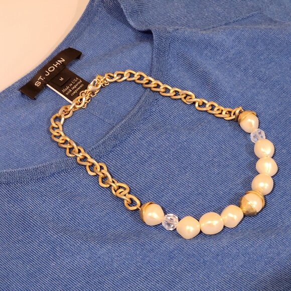 Brand New!! TAHARI: Rustic Gold-Toned Pearl Necklace - Picture 3 of 8